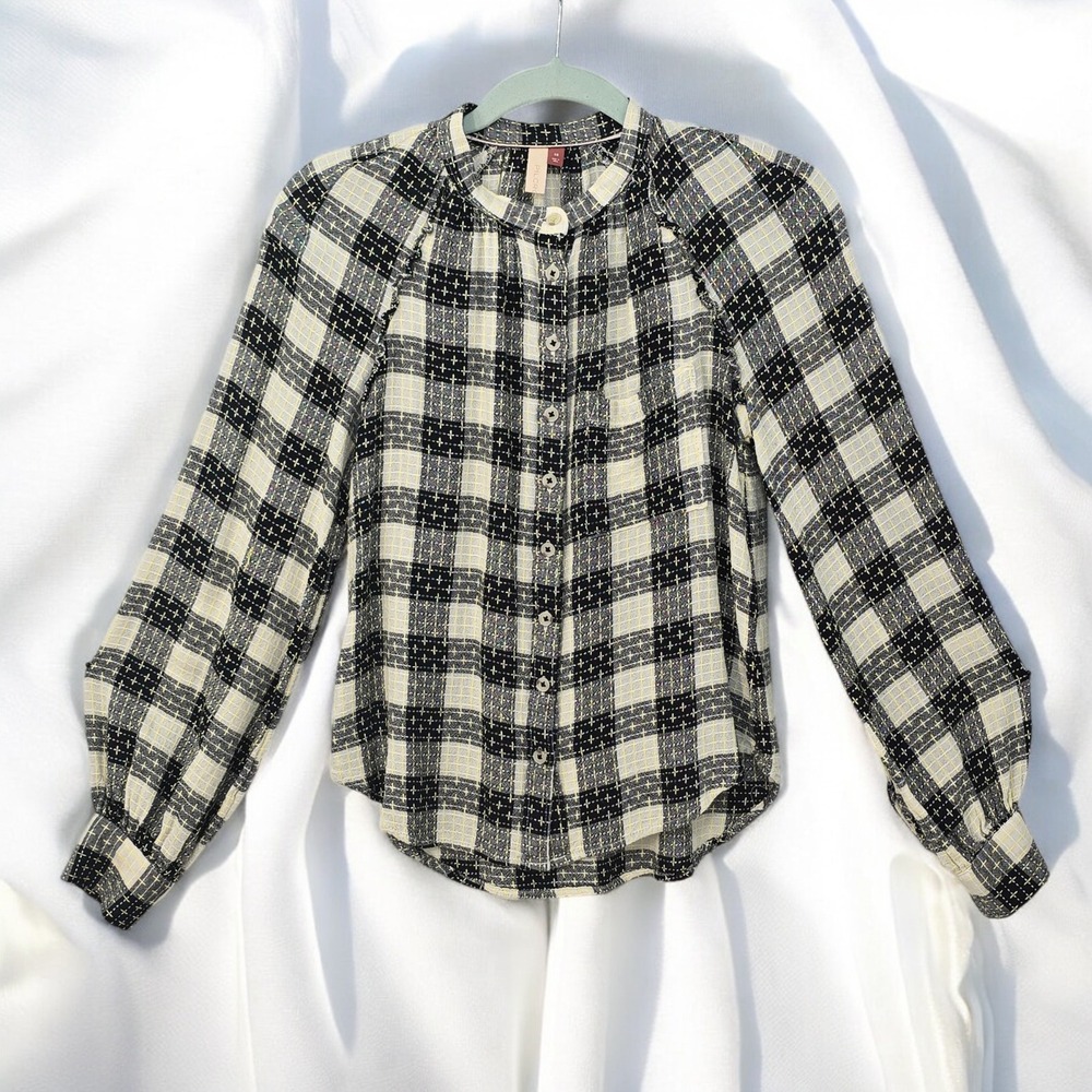 Anthropology Pilcro Plaid Button-Up‎ Top Blouse Career Casual Woman Extra Small